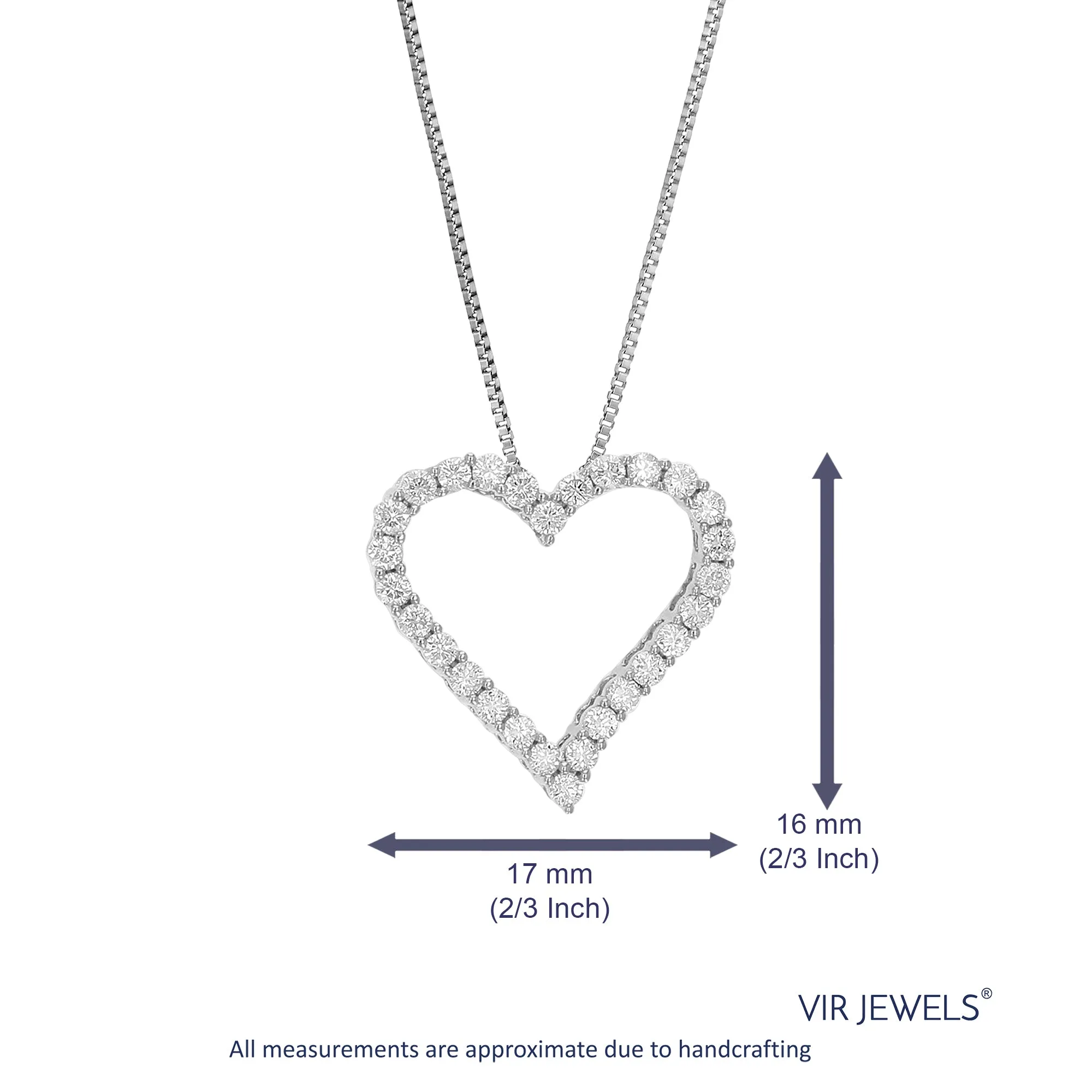 1/2 cttw Lab Grown Diamond Heart Pendant Necklace Sterling Silver