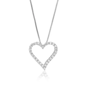 1/2 cttw Lab Grown Diamond Heart Pendant Necklace Sterling Silver