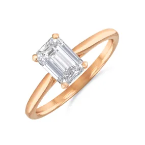1.20ct Ophelia Emerald Cut Diamond Solitaire Engagement Ring | 18ct Rose Gold