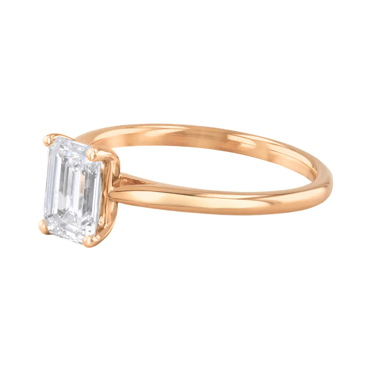 1.20ct Ophelia Emerald Cut Diamond Solitaire Engagement Ring | 18ct Rose Gold