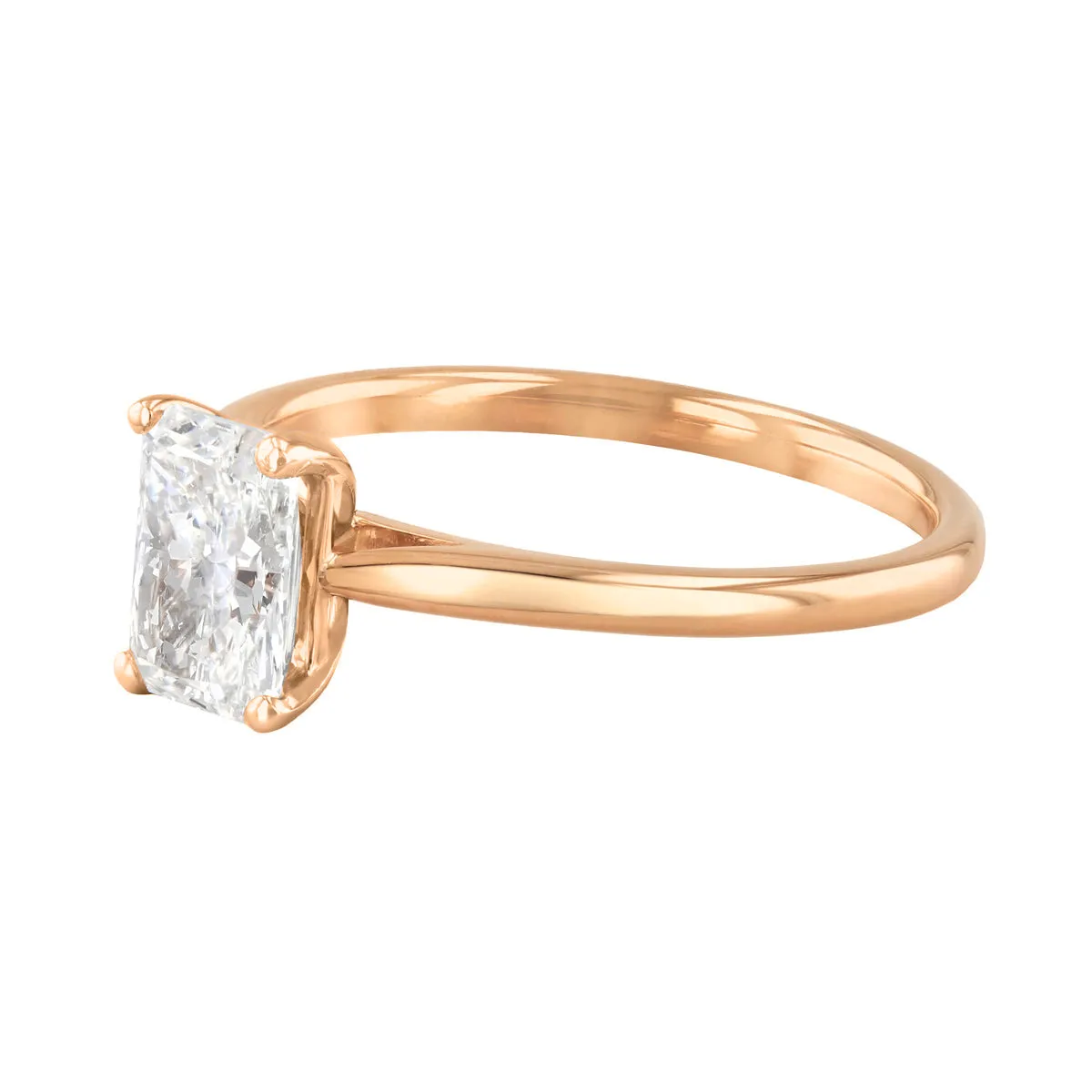 1.20ct Ophelia Radiant Cut Diamond Solitaire Engagement Ring | 18ct Rose Gold