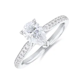 1.20ct Ophelia Shoulder Set Pear Cut Diamond Solitaire Engagement Ring | 18ct White Gold