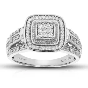 1/3 cttw Lab Grown Diamond Cushion Engagement Ring Sterling Silver