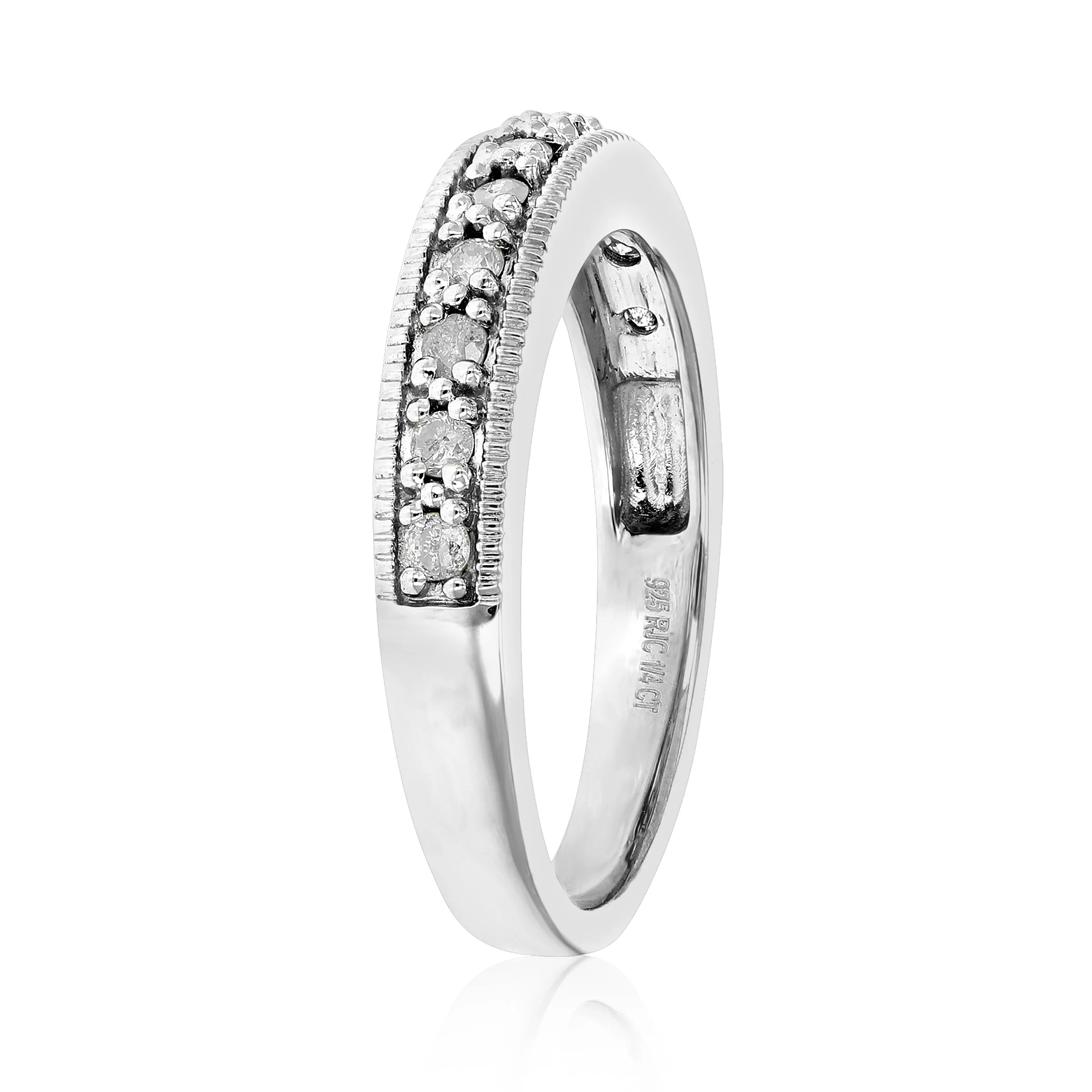 1/4 cttw Diamond Milgrain Wedding Band in Sterling Silver