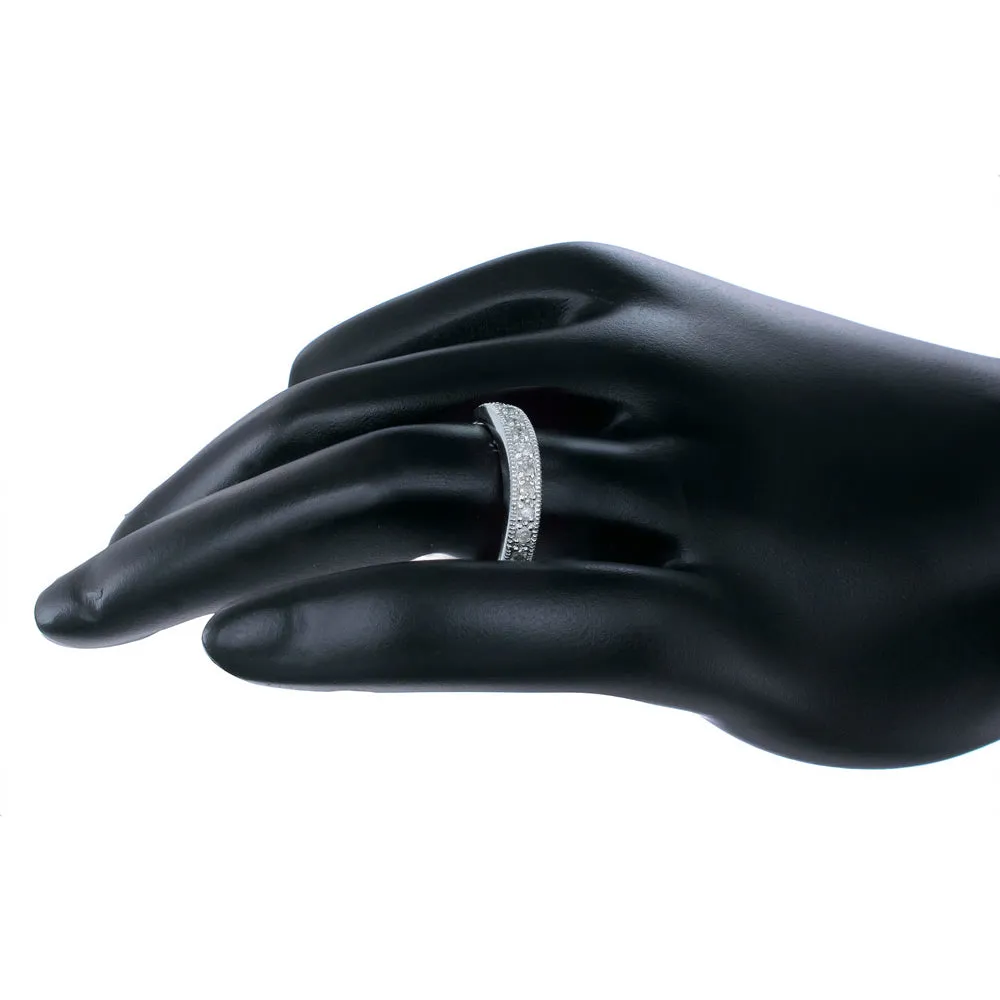 1/4 cttw Diamond Milgrain Wedding Band in Sterling Silver