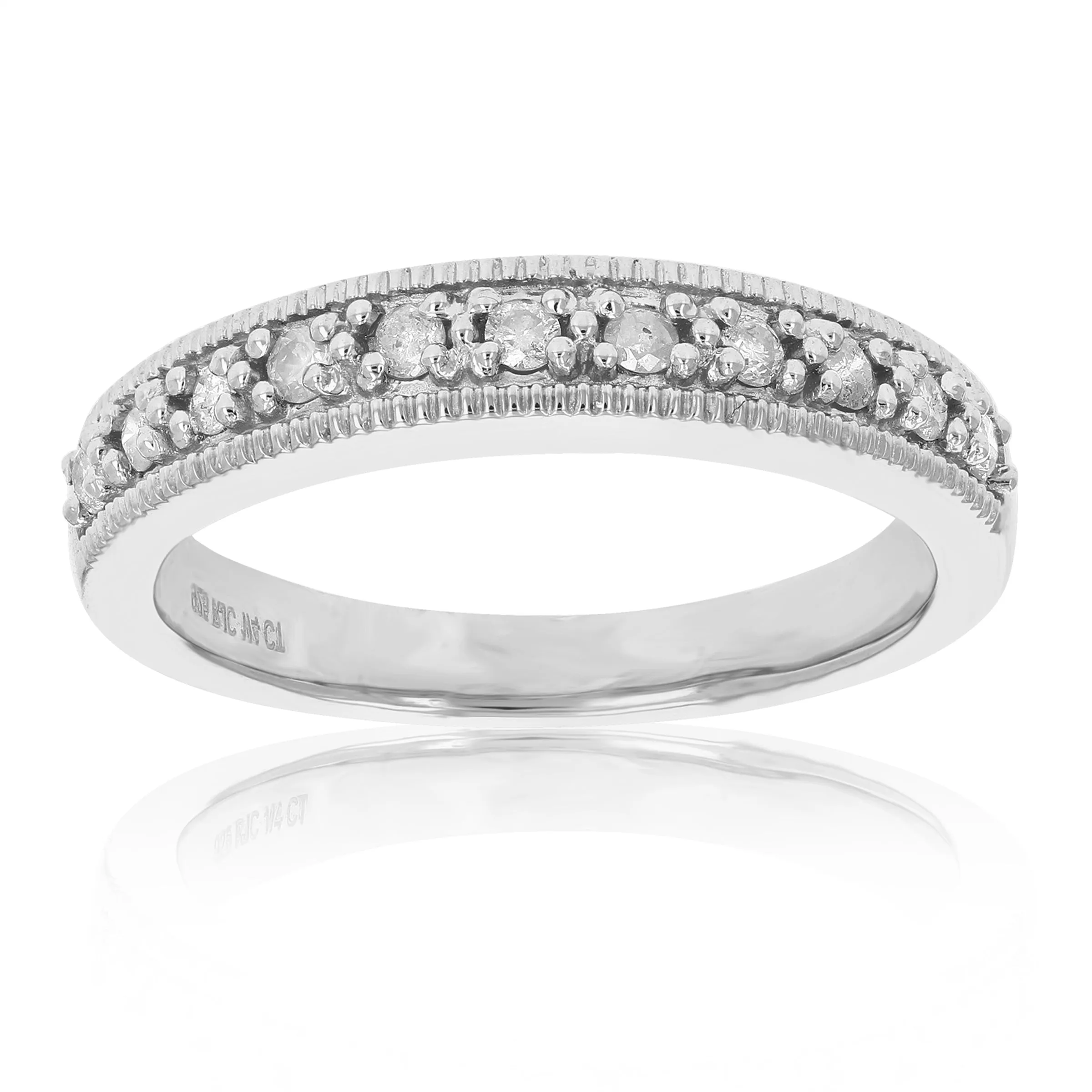 1/4 cttw Diamond Milgrain Wedding Band in Sterling Silver