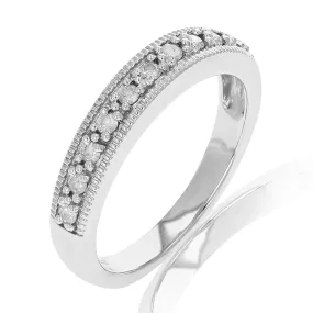 1/4 cttw Diamond Milgrain Wedding Band in Sterling Silver
