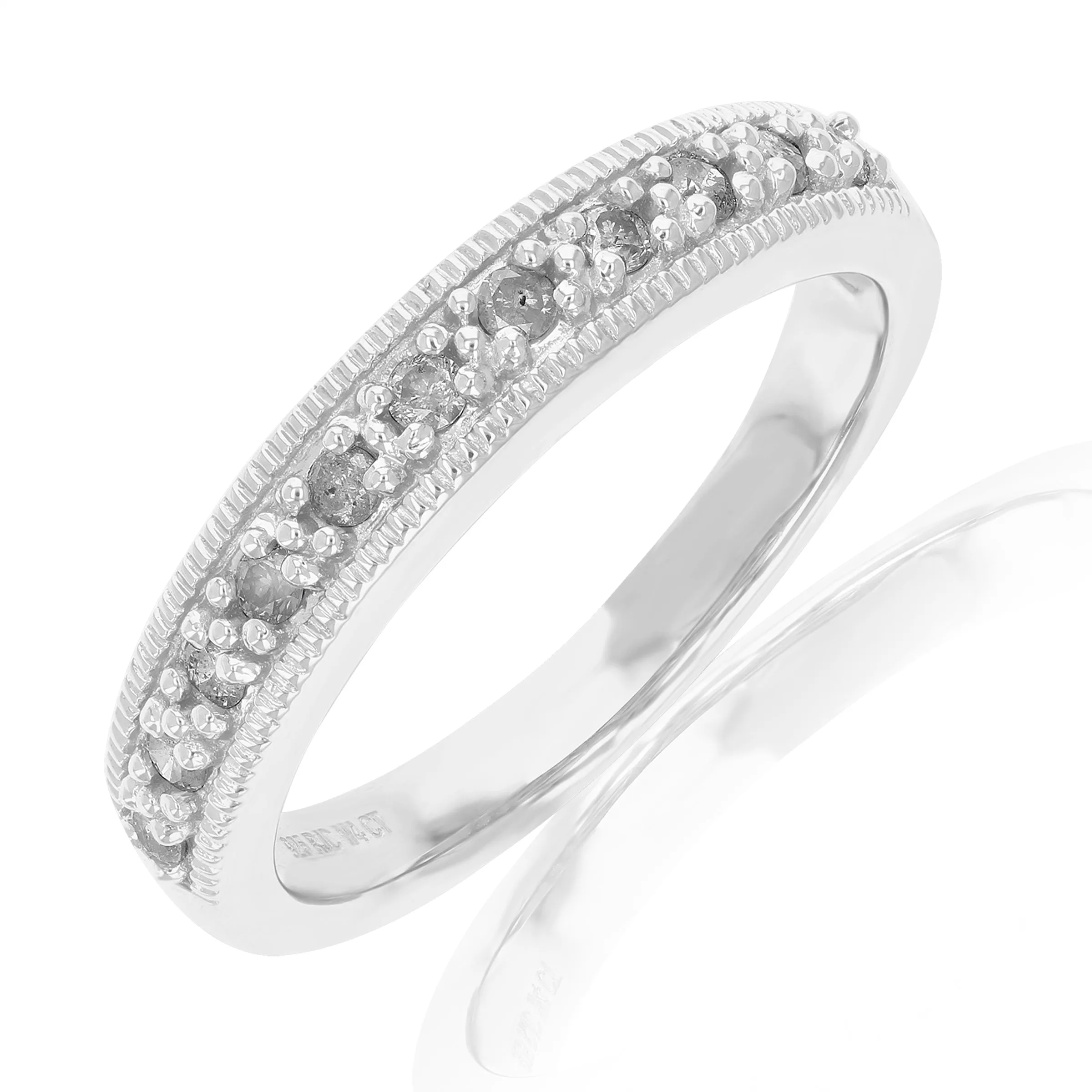 1/4 cttw Diamond Milgrain Wedding Band in Sterling Silver