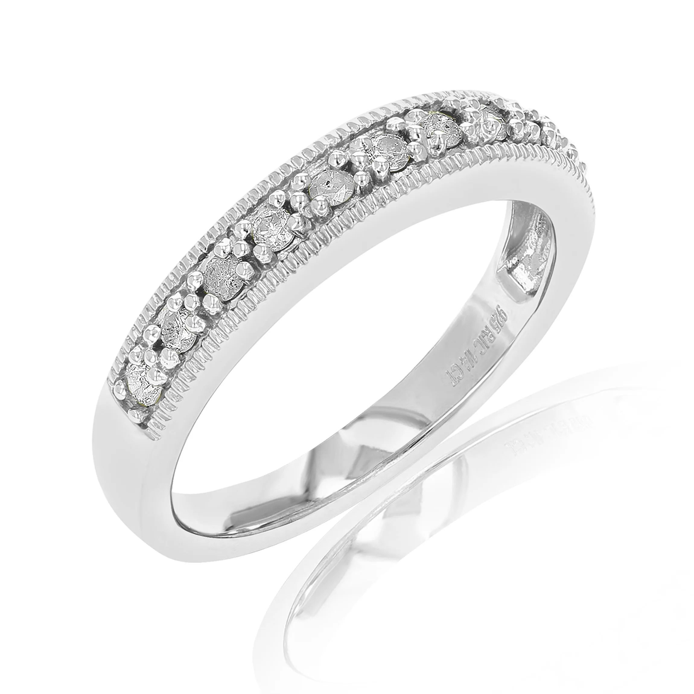 1/4 cttw Diamond Milgrain Wedding Band in Sterling Silver