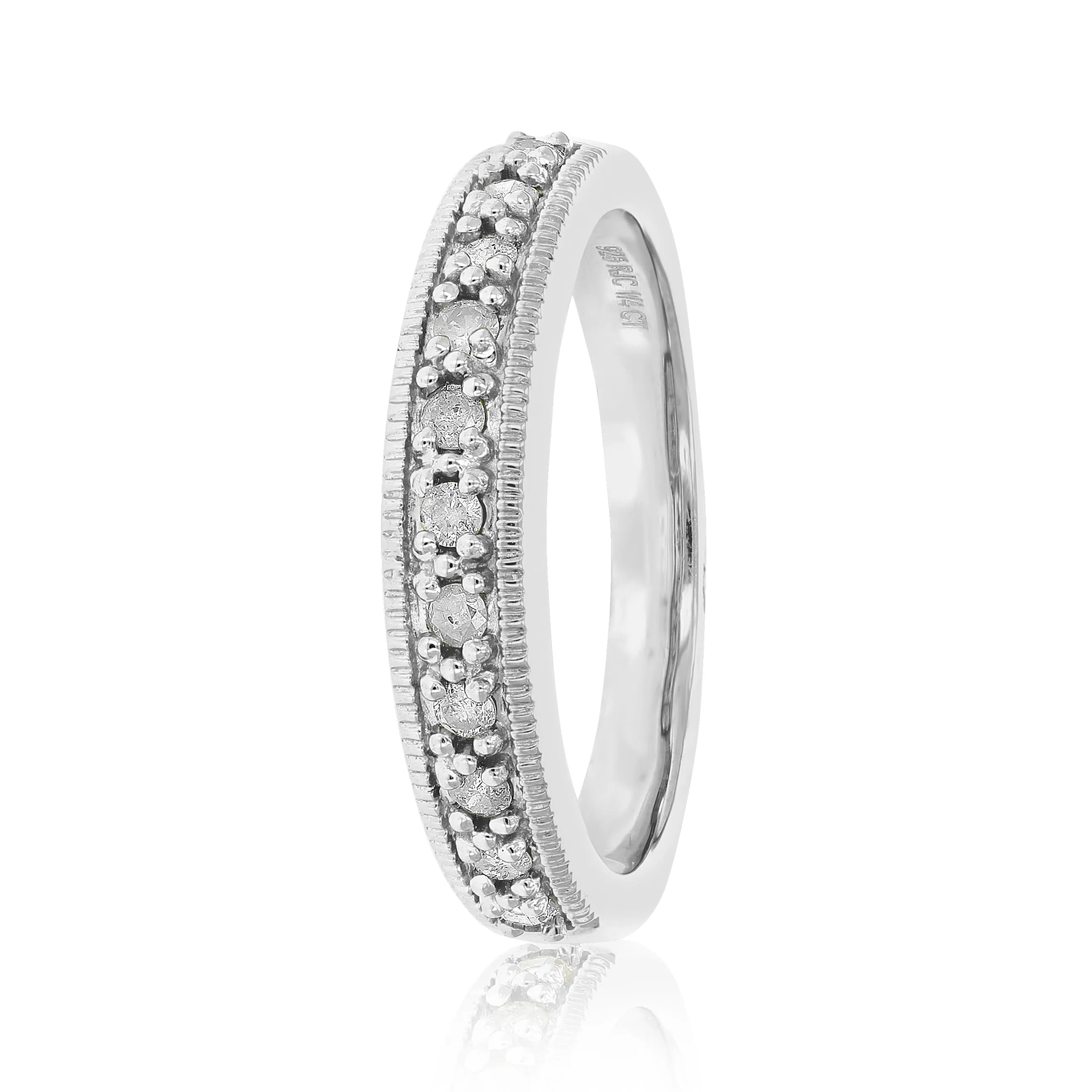 1/4 cttw Diamond Milgrain Wedding Band in Sterling Silver