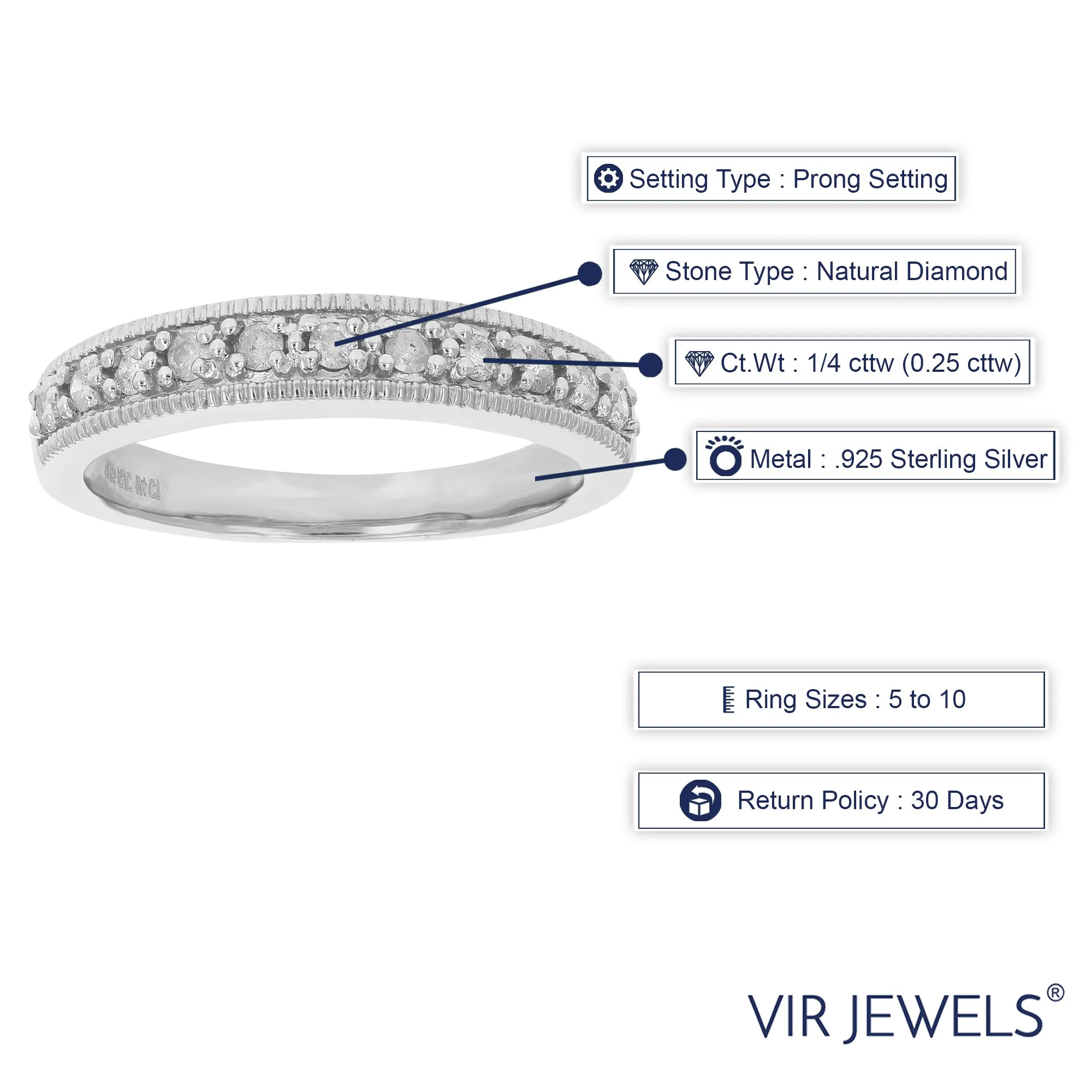 1/4 cttw Diamond Wedding Band in Sterling Silver