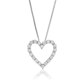 1/4 cttw Lab Grown Diamond Heart Pendant Necklace Sterling Silver