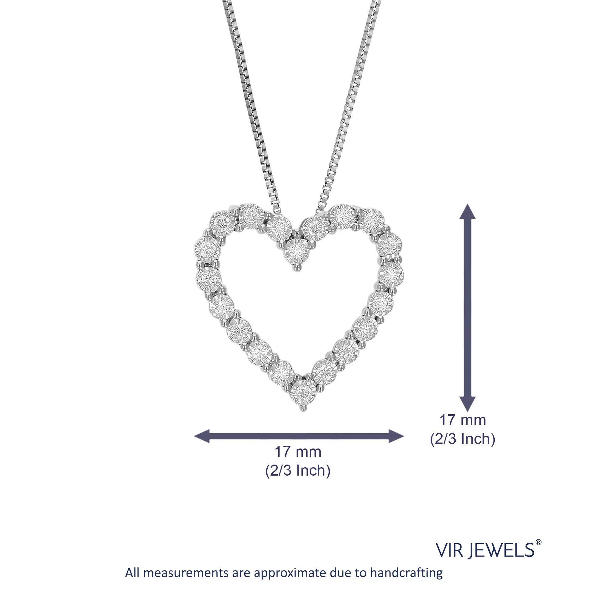 1/4 cttw Lab Grown Diamond Heart Pendant Necklace Sterling Silver