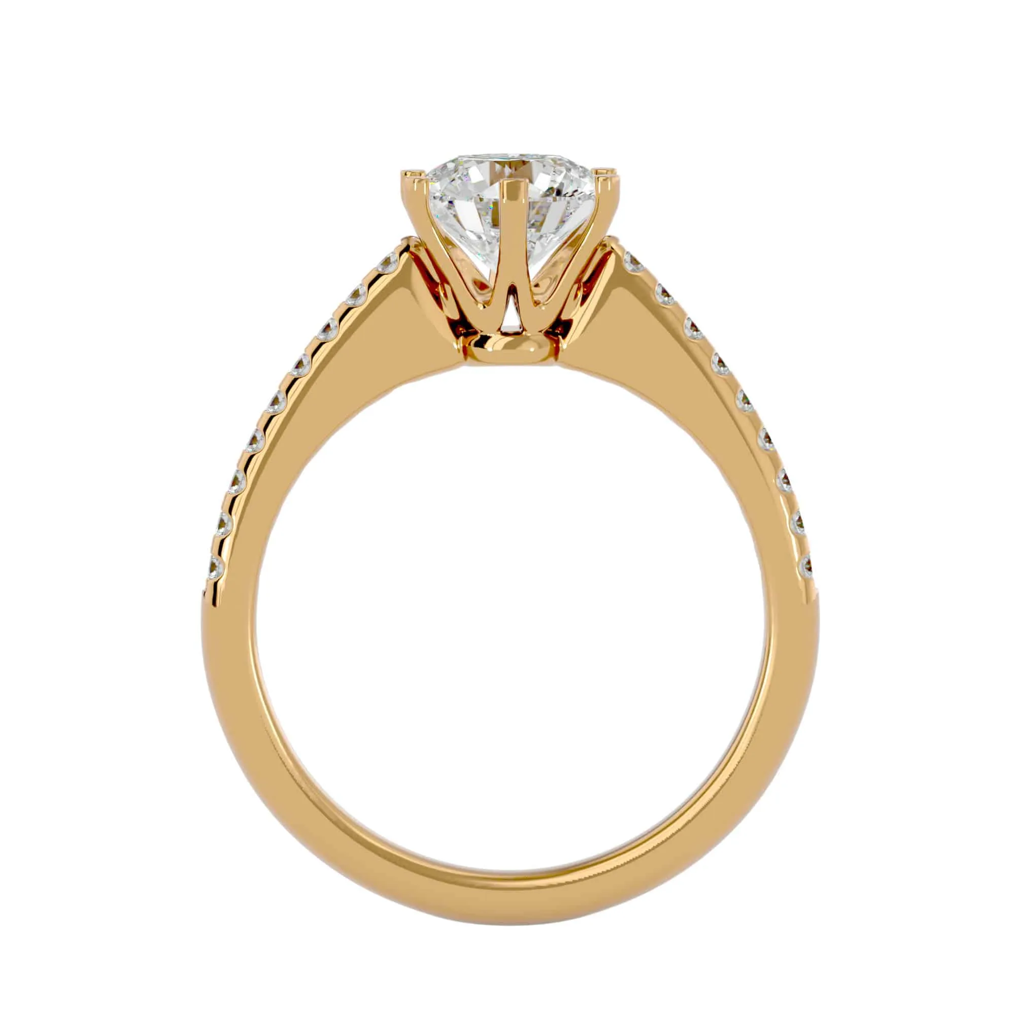 1.47ct Solitaire High Shoulder Pave Diamond Engagement Ring