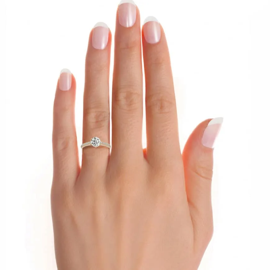 1.47ct Solitaire High Shoulder Pave Diamond Engagement Ring