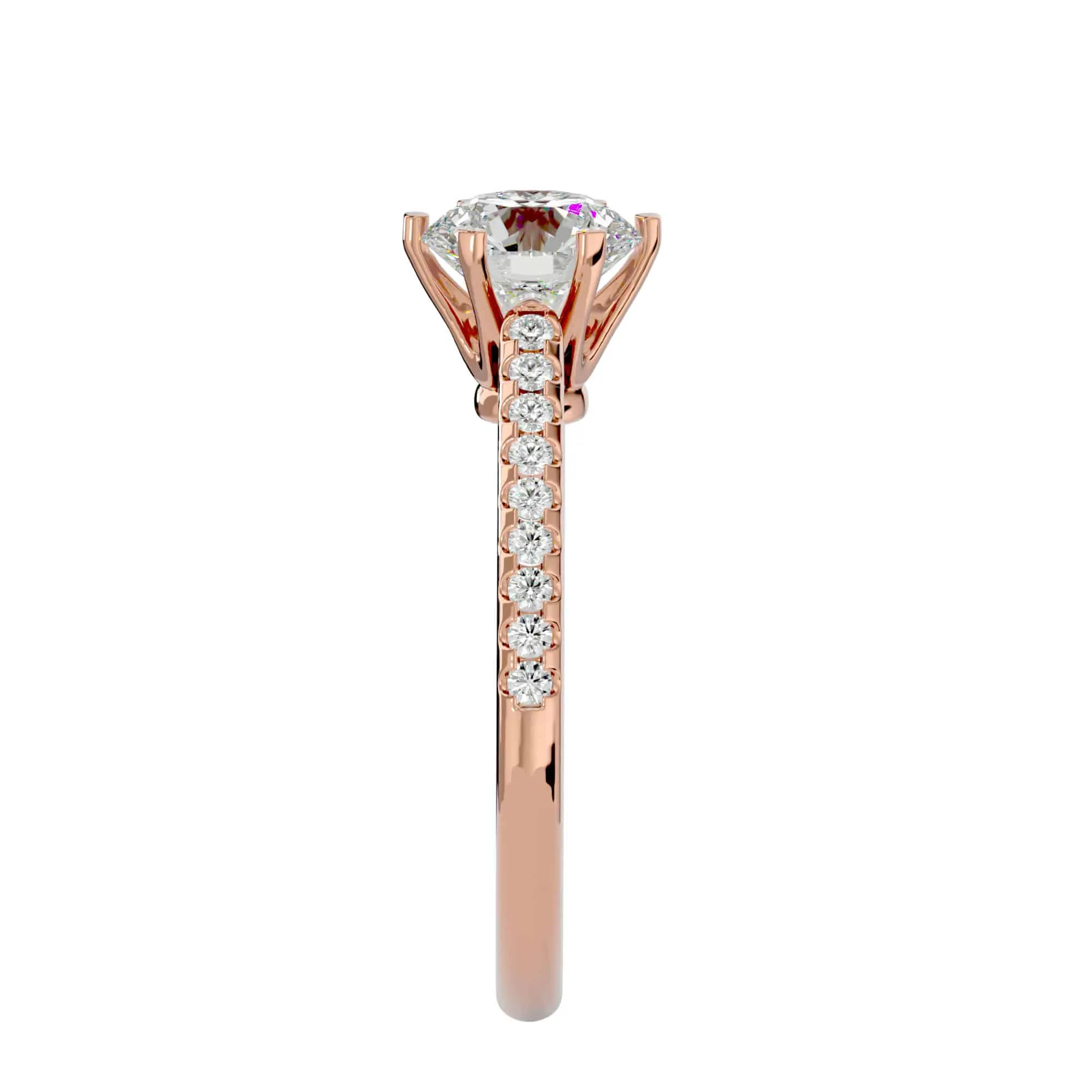 1.47ct Solitaire High Shoulder Pave Diamond Engagement Ring