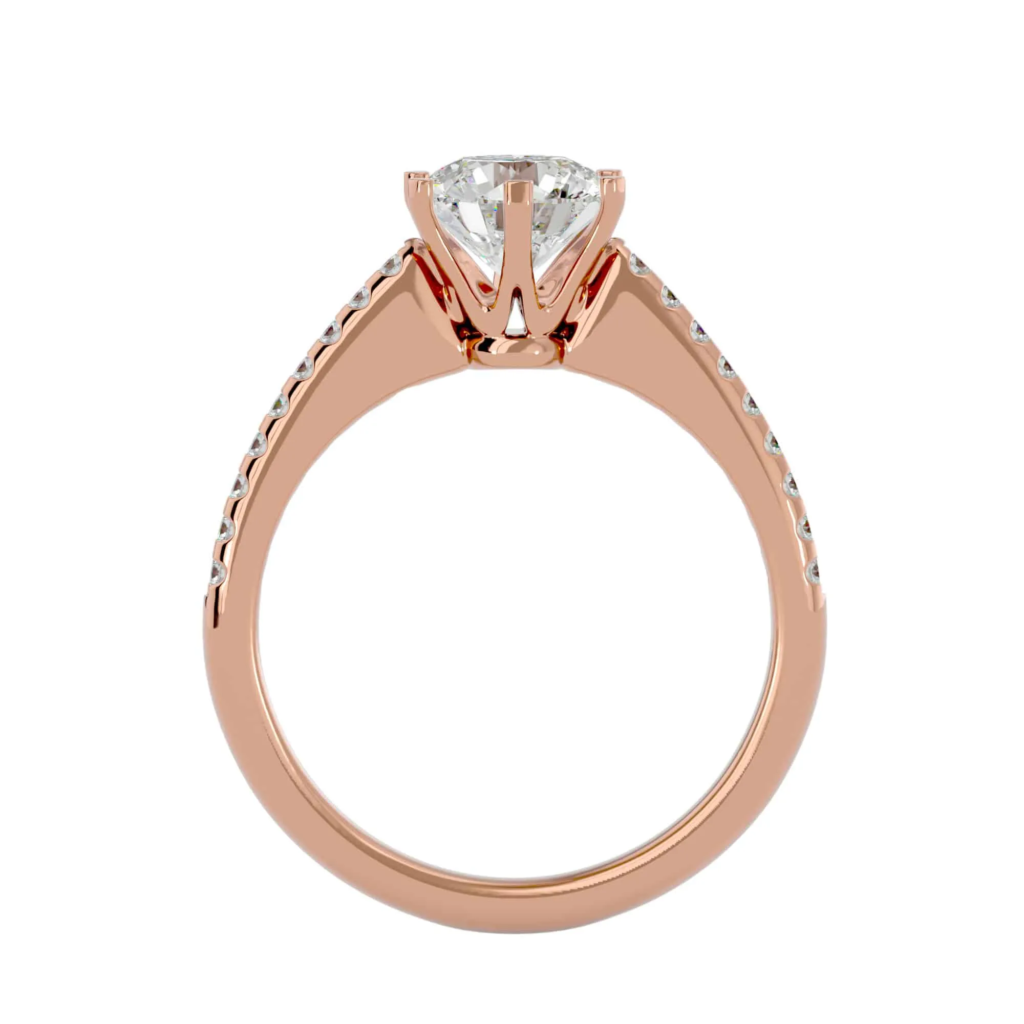1.47ct Solitaire High Shoulder Pave Diamond Engagement Ring