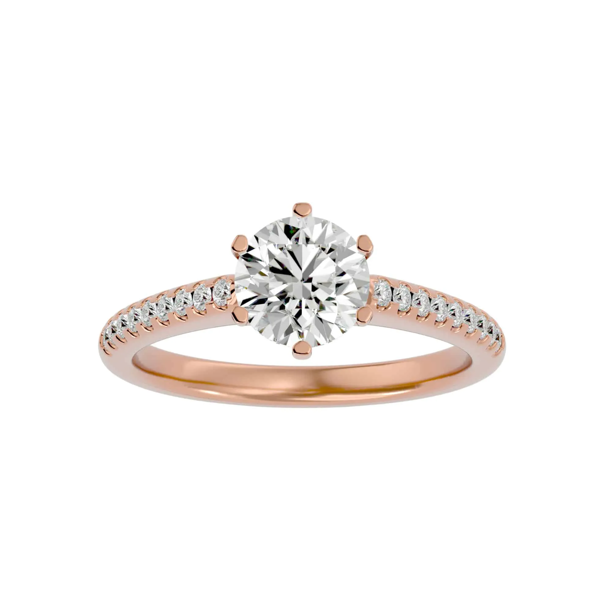 1.47ct Solitaire High Shoulder Pave Diamond Engagement Ring