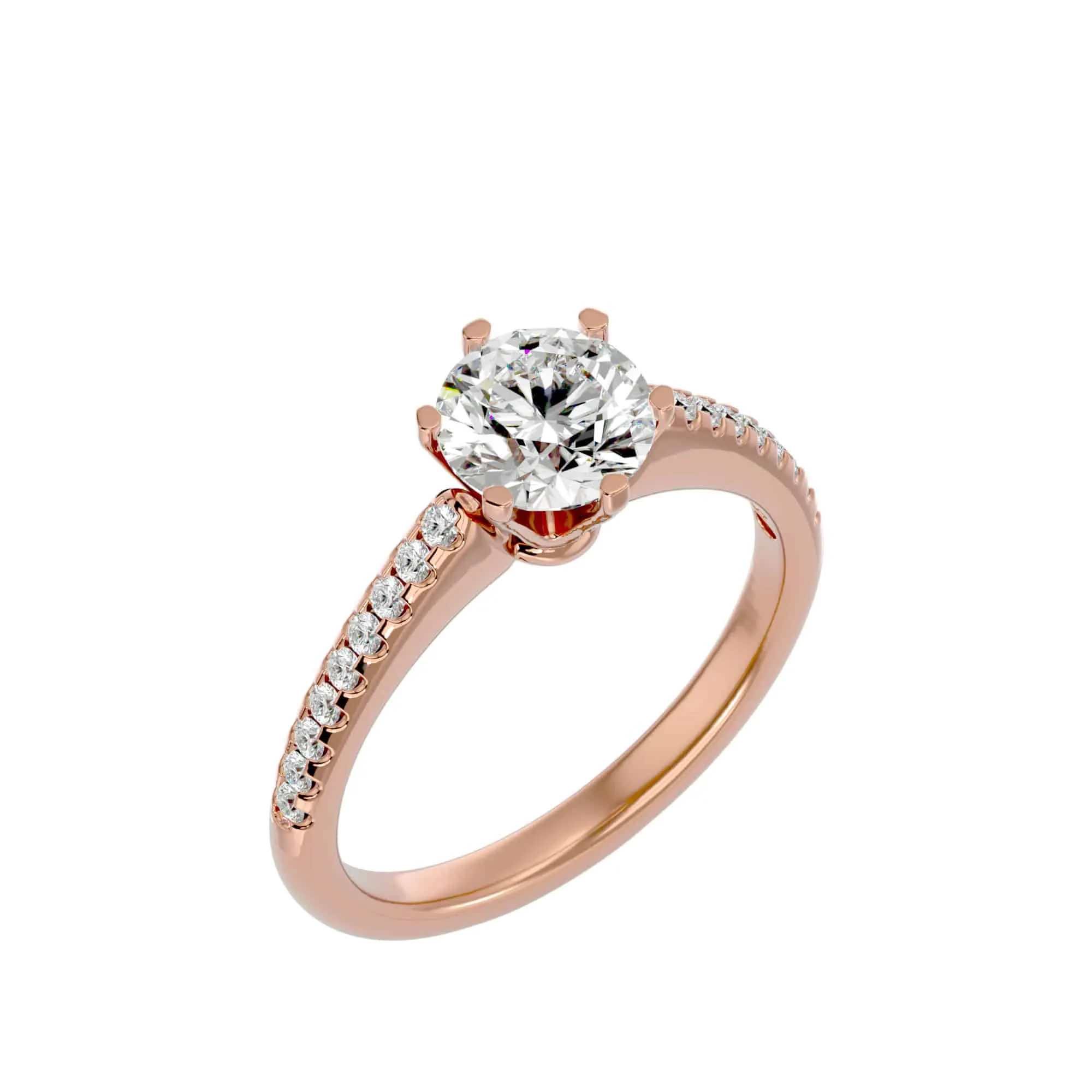 1.47ct Solitaire High Shoulder Pave Diamond Engagement Ring