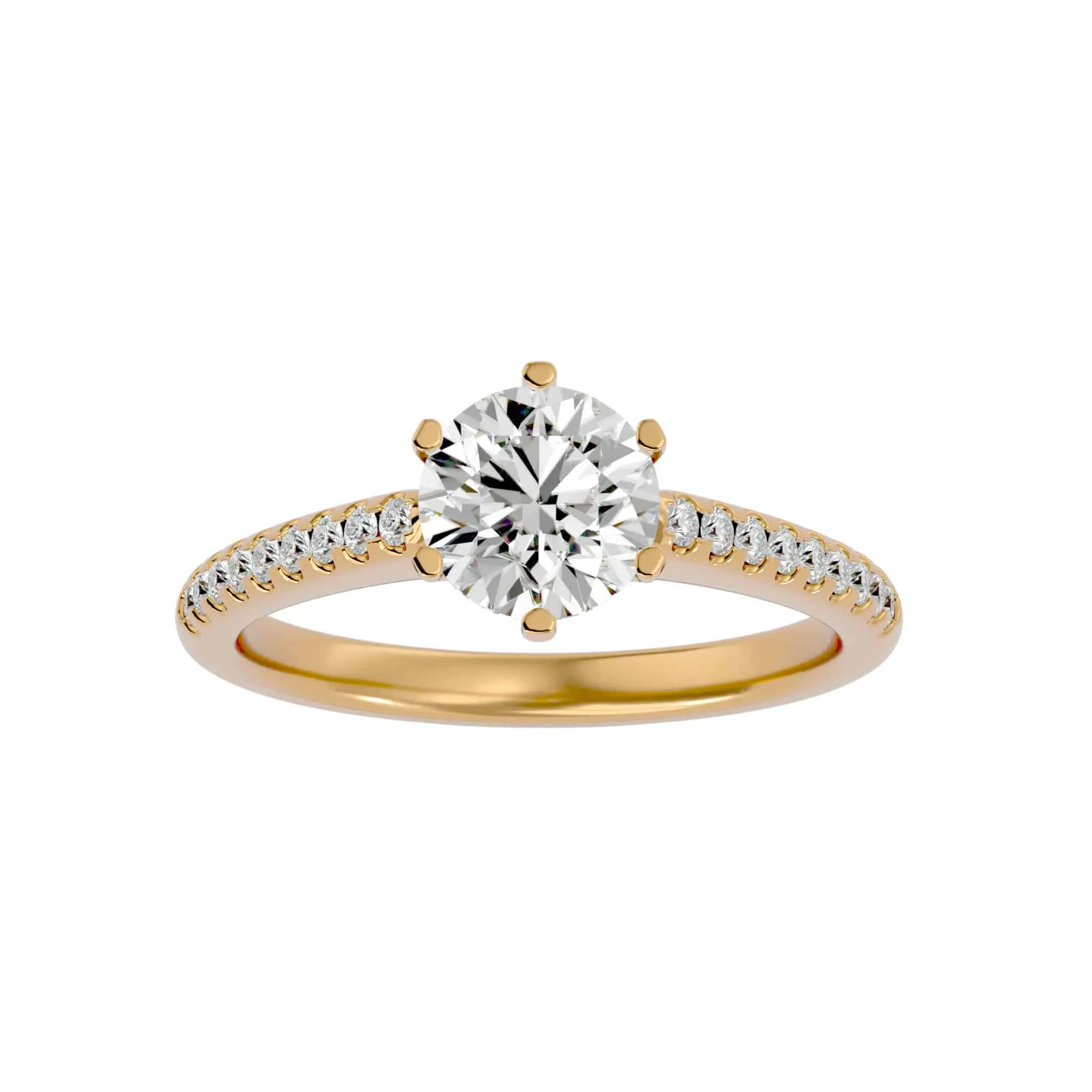 1.47ct Solitaire High Shoulder Pave Diamond Engagement Ring