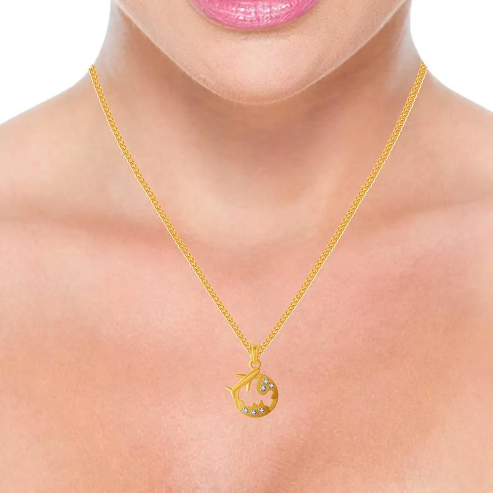 14k Earth Style Gold Pendent With A Aeroplane