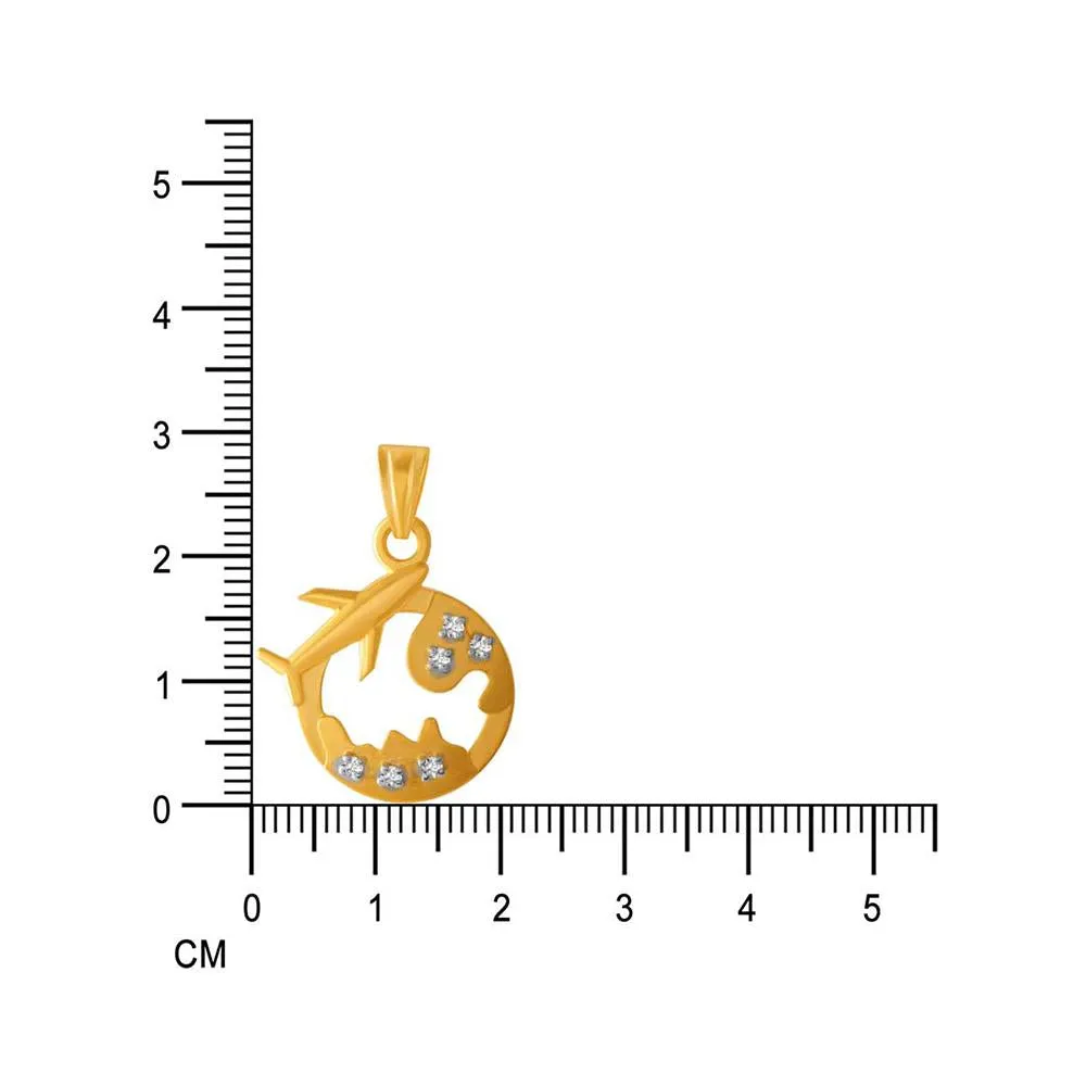 14k Earth Style Gold Pendent With A Aeroplane