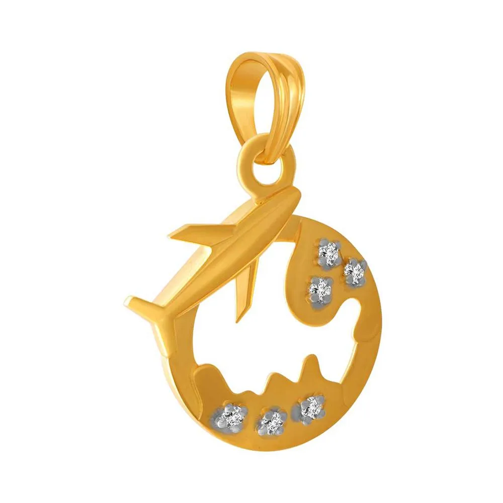 14k Earth Style Gold Pendent With A Aeroplane