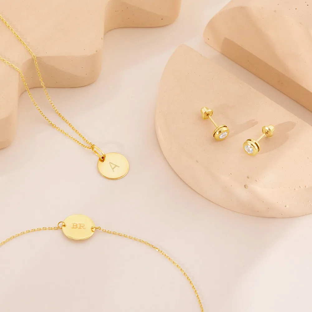 14k Gold Engraved Medal Women's Pendant/Necklace