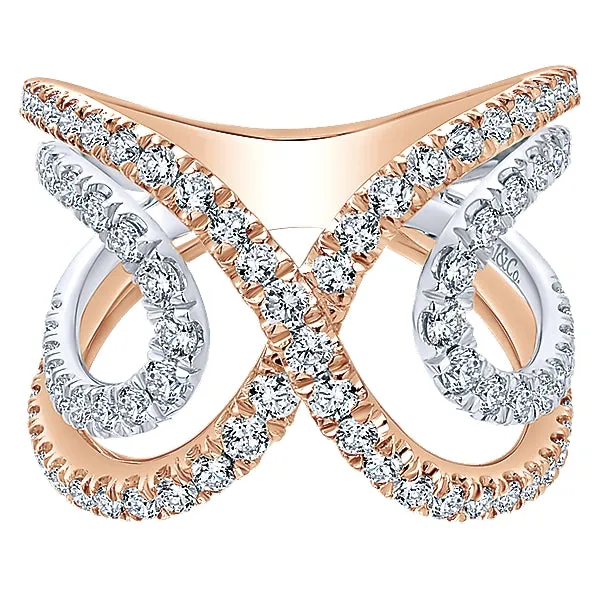 14k Rose and White Gold Diamond Wide Woven Band - LR50981T45JJ