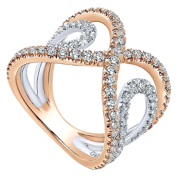14k Rose and White Gold Diamond Wide Woven Band - LR50981T45JJ