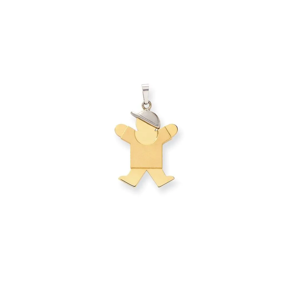 14k Two-tone Large Polished Joy Boy With Hat Charm