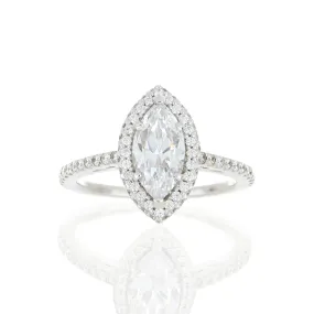 14k White Gold Diamond Halo Engagement Ring Semi Mount