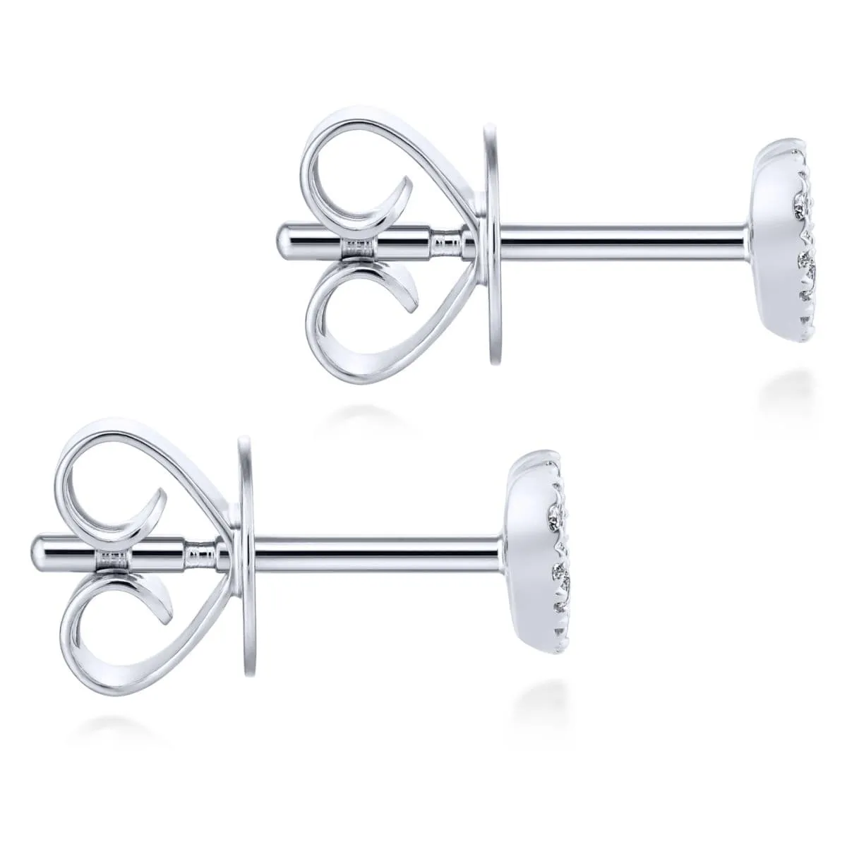 14K White Gold Heart Shaped Pavé Diamond Stud Earrings - EG13079W45JJ