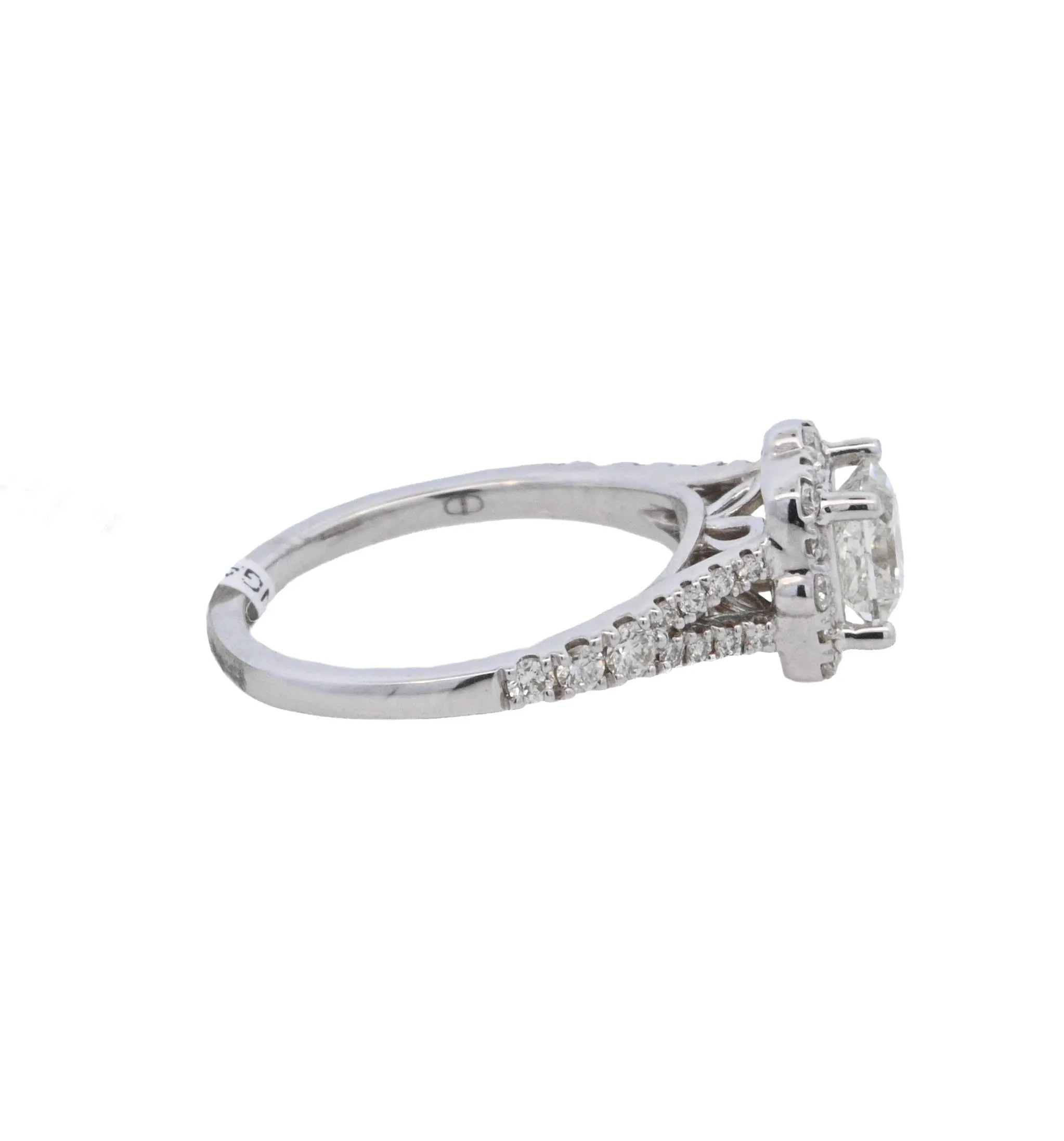 14K White Princess Diamond 1.00Ct Halo Engagement Ring