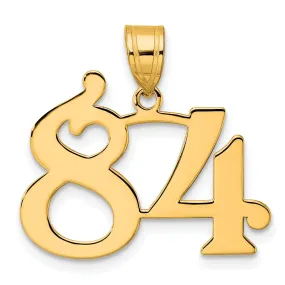 14k Yellow Gold Polished Finish Number 84 Charm Pendant