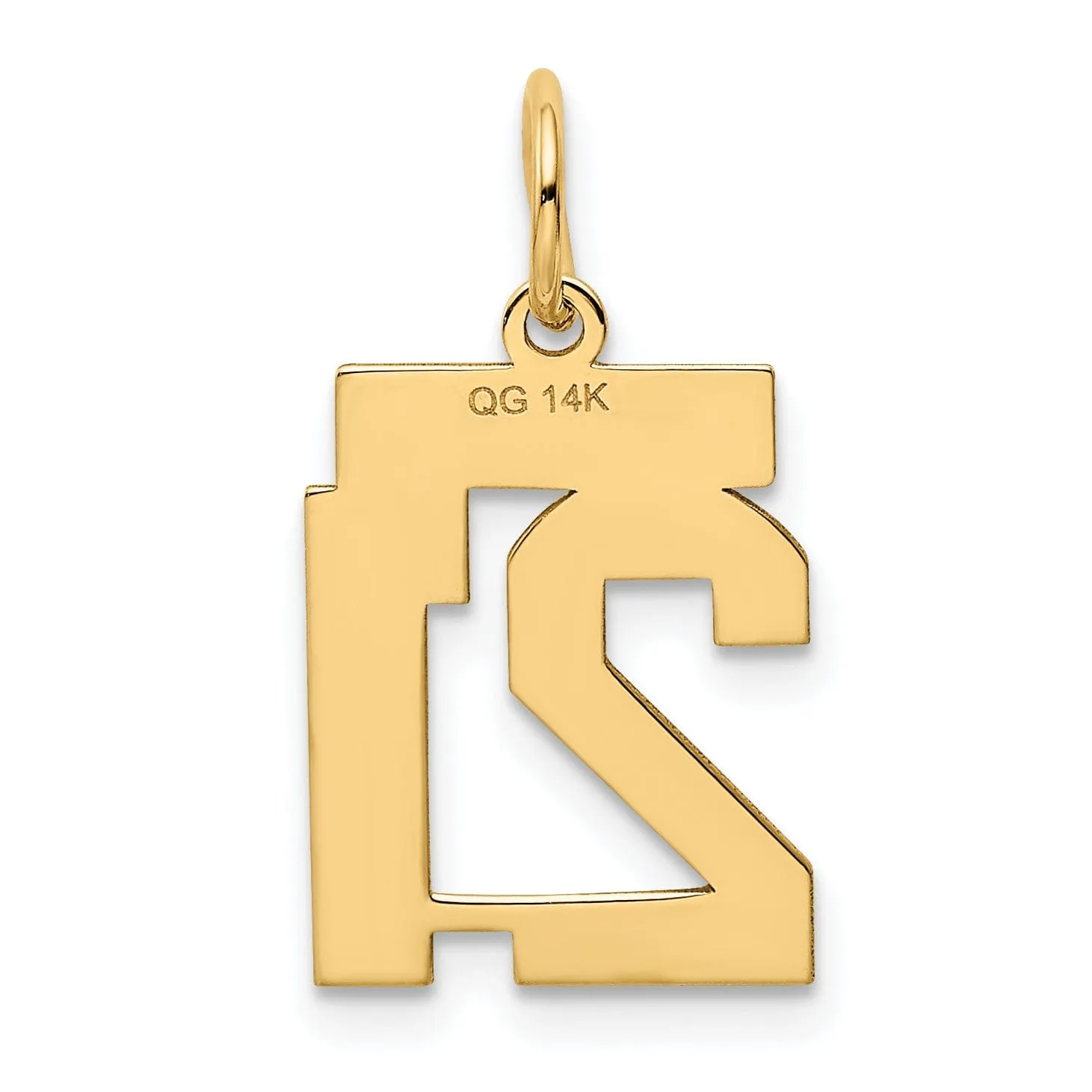 14k Yellow Gold Polished Finish Small Size Number 21 Charm Pendant