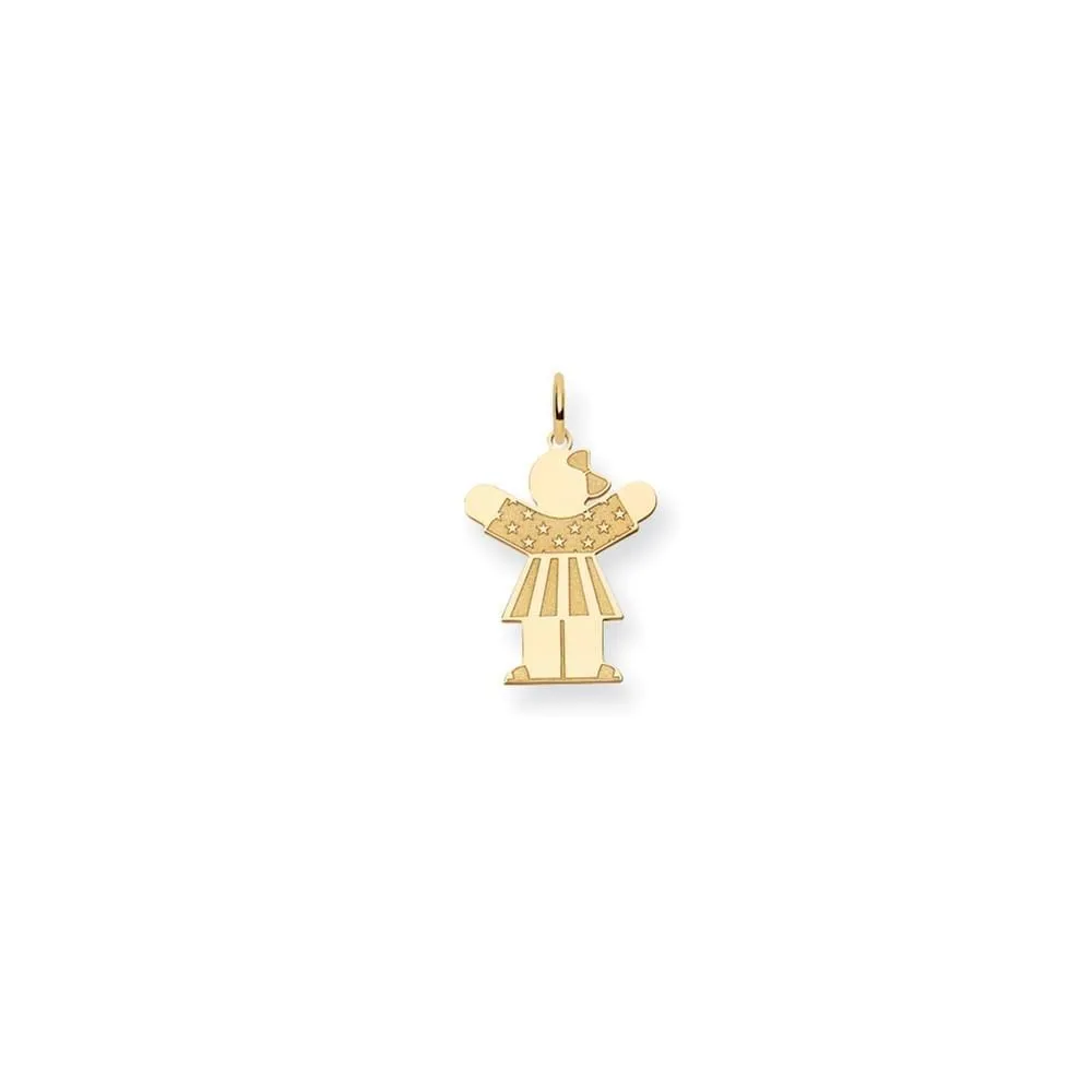 14k Yellow Gold Stars Stripes Girl Love Charm