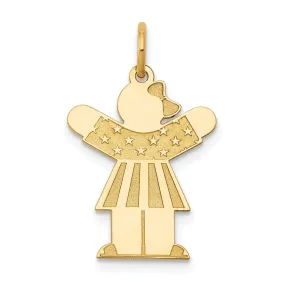 14k Yellow Gold Stars Stripes Girl Love Charm