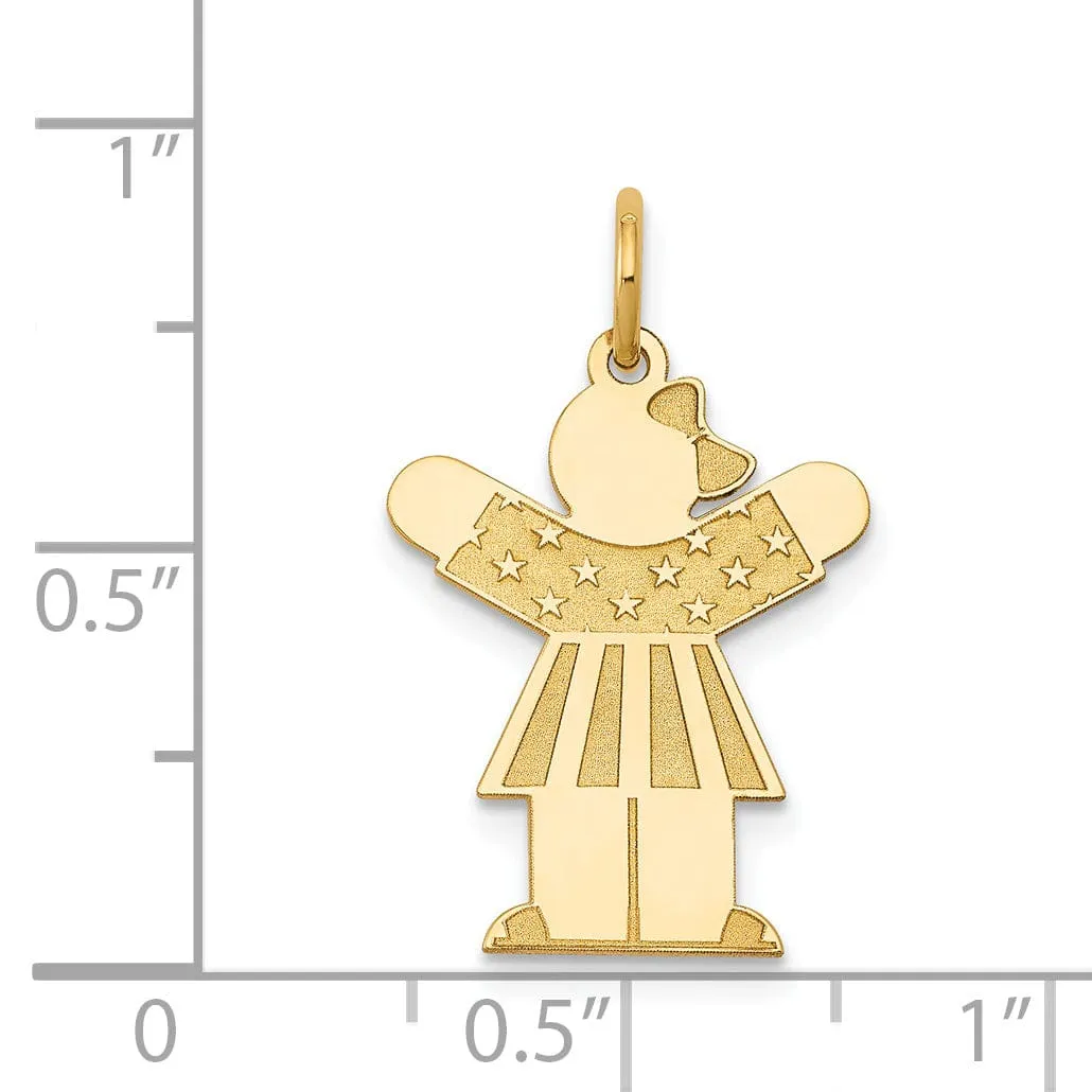 14k Yellow Gold Stars Stripes Girl Love Charm