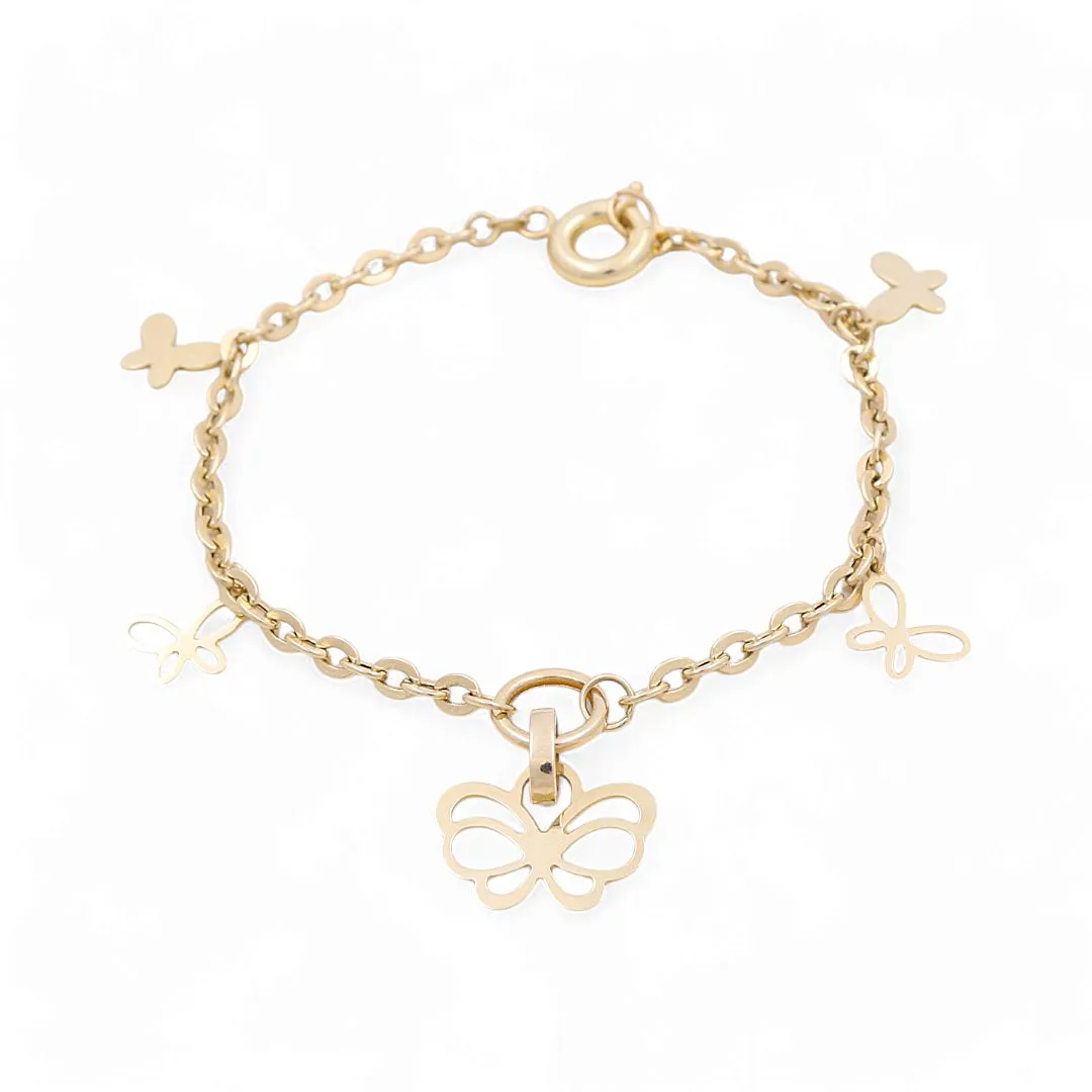 14K Yellow Gold Women's Butterfly Bracelet