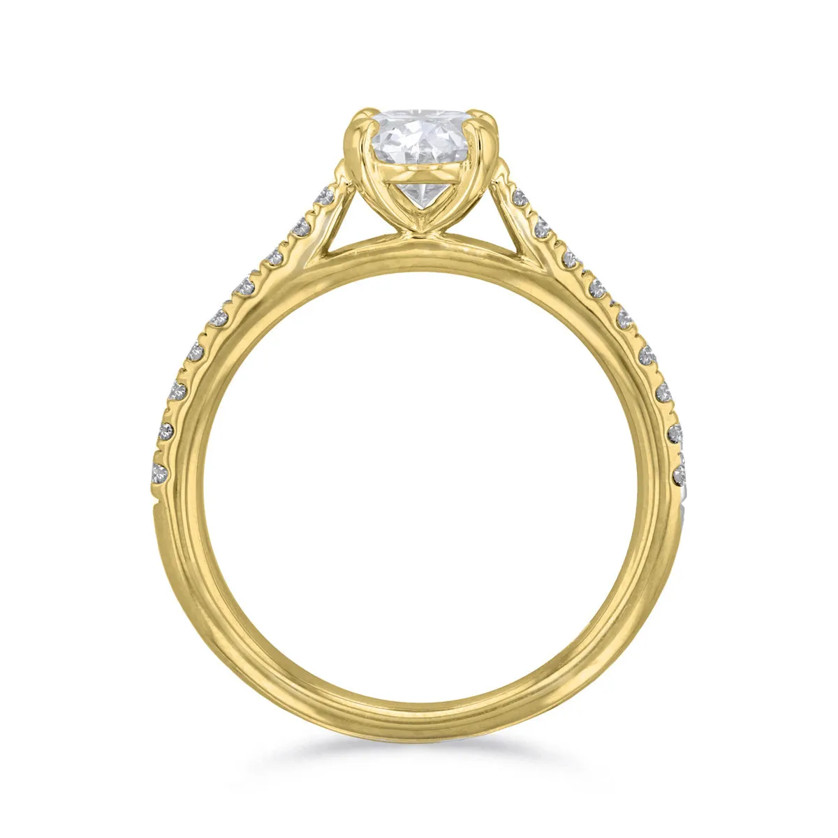 1.50ct Ophelia Shoulder Set Oval Cut Diamond Solitaire Engagement Ring | 18ct Yellow Gold