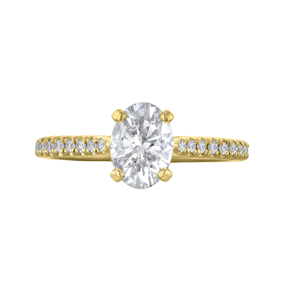 1.50ct Ophelia Shoulder Set Oval Cut Diamond Solitaire Engagement Ring | 18ct Yellow Gold