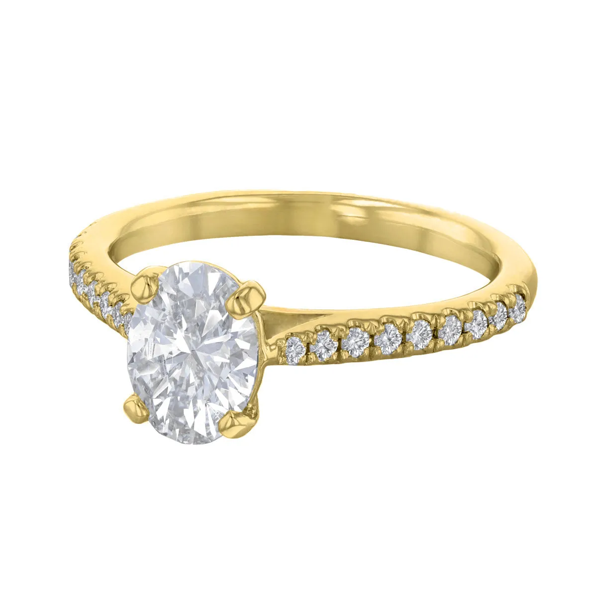 1.50ct Ophelia Shoulder Set Oval Cut Diamond Solitaire Engagement Ring | 18ct Yellow Gold