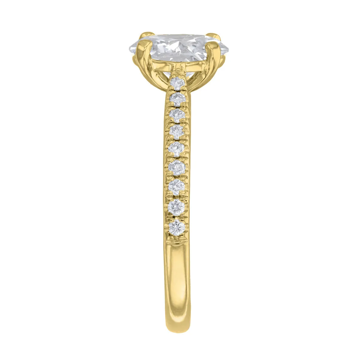 1.50ct Ophelia Shoulder Set Oval Cut Diamond Solitaire Engagement Ring | 18ct Yellow Gold