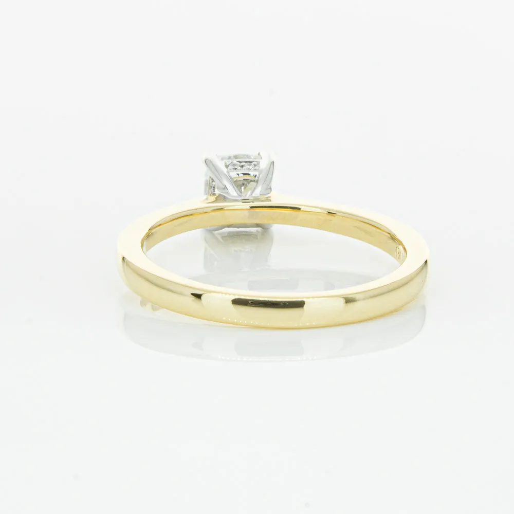 18ct Yellow Gold .70ct Cushion Cut Diamond Ring