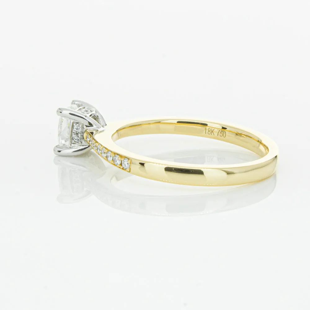 18ct Yellow Gold .70ct Cushion Cut Diamond Ring