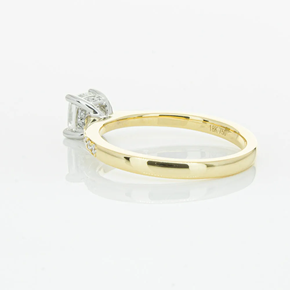 18ct Yellow Gold .70ct Cushion Cut Diamond Ring