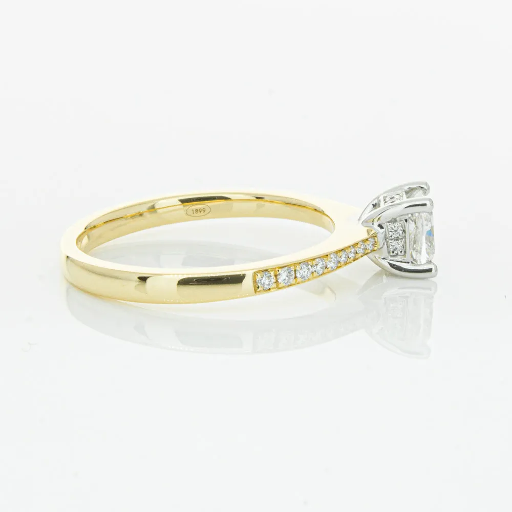 18ct Yellow Gold .70ct Cushion Cut Diamond Ring