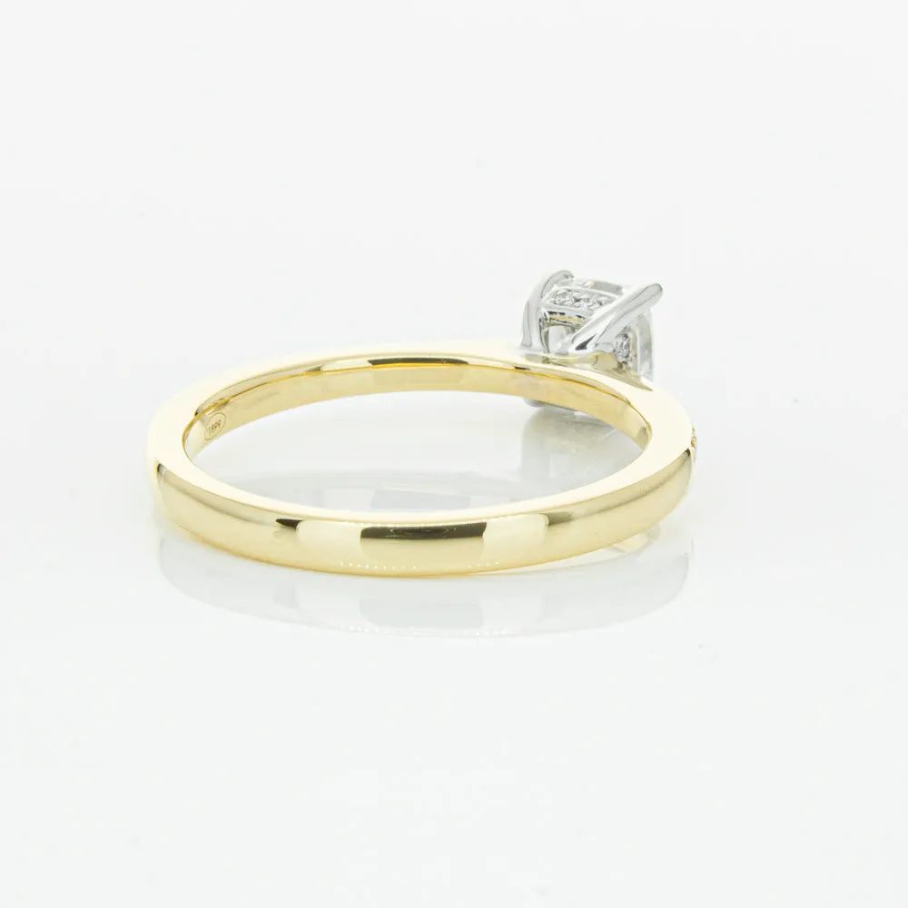 18ct Yellow Gold .70ct Cushion Cut Diamond Ring
