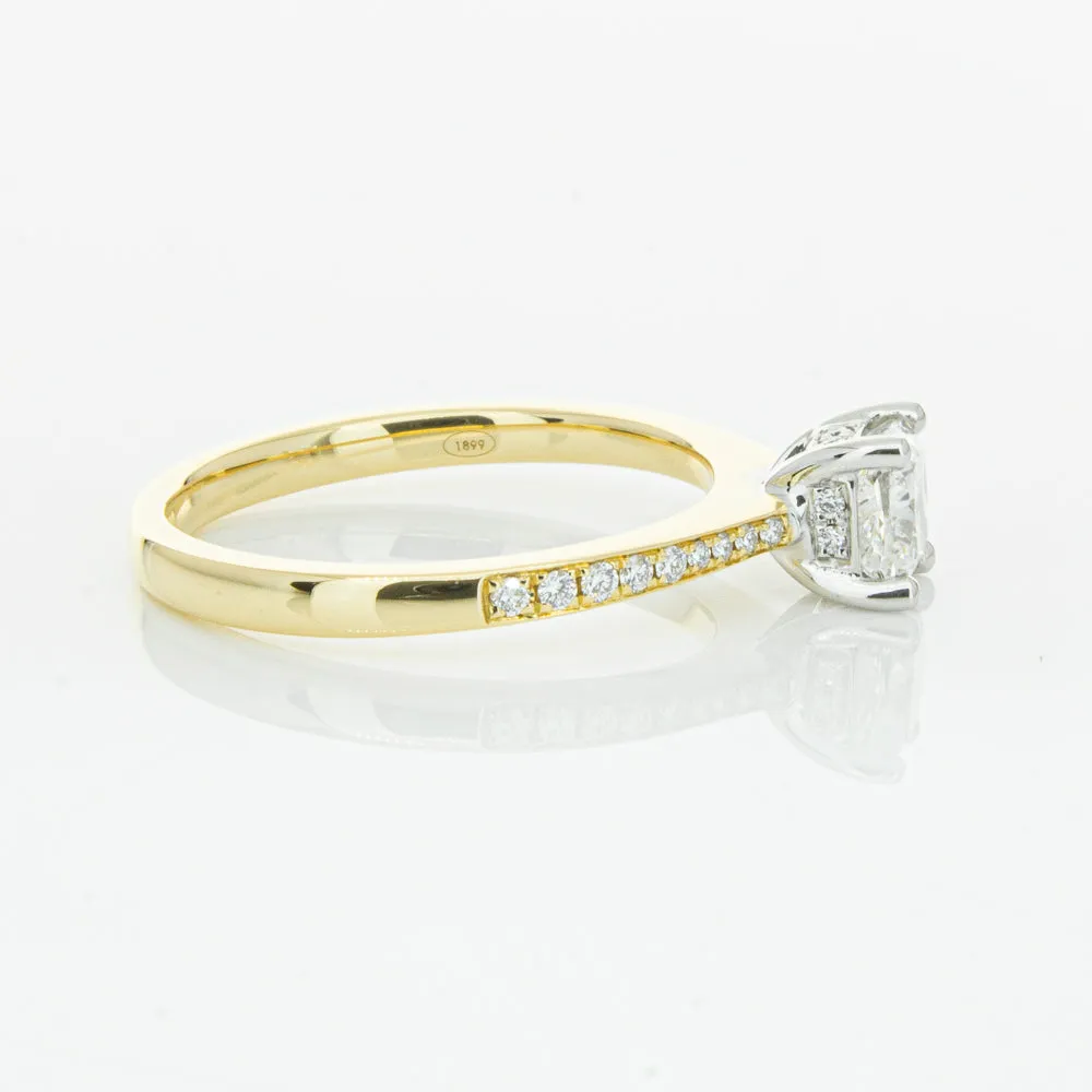 18ct Yellow Gold .70ct Cushion Cut Diamond Ring